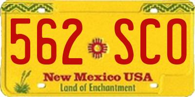 NM license plate 562SCO