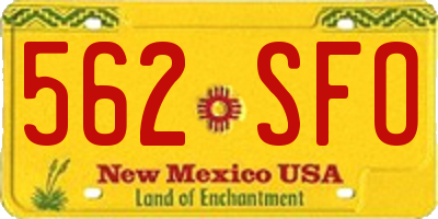 NM license plate 562SFO