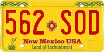 NM license plate 562SOD