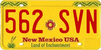 NM license plate 562SVN