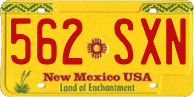 NM license plate 562SXN