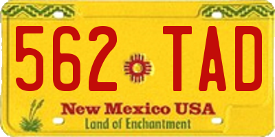 NM license plate 562TAD