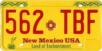 NM license plate 562TBF