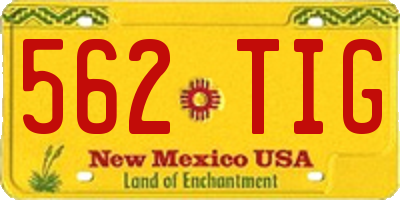 NM license plate 562TIG