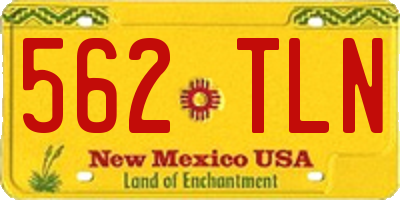 NM license plate 562TLN