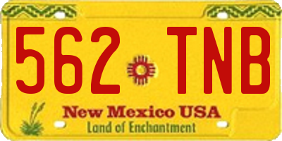 NM license plate 562TNB