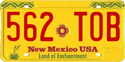 NM license plate 562TOB