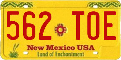 NM license plate 562TOE