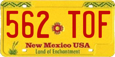 NM license plate 562TOF