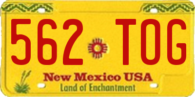 NM license plate 562TOG