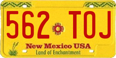 NM license plate 562TOJ
