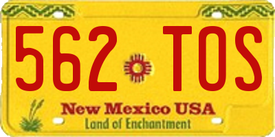 NM license plate 562TOS