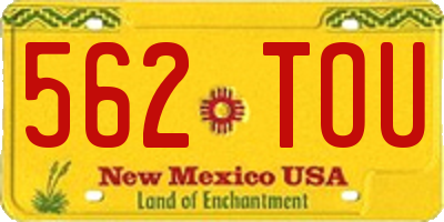 NM license plate 562TOU