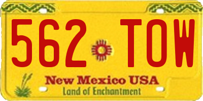 NM license plate 562TOW