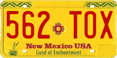 NM license plate 562TOX