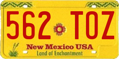 NM license plate 562TOZ