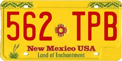 NM license plate 562TPB