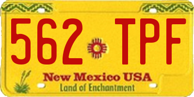 NM license plate 562TPF