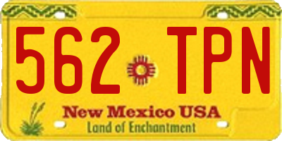 NM license plate 562TPN
