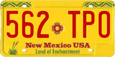 NM license plate 562TPO