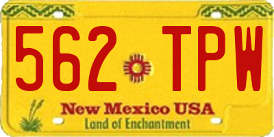 NM license plate 562TPW