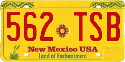 NM license plate 562TSB