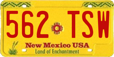 NM license plate 562TSW