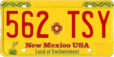NM license plate 562TSY