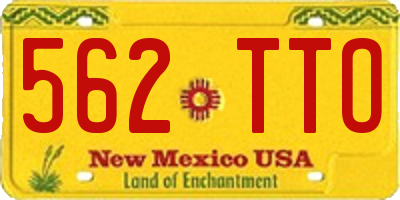 NM license plate 562TTO