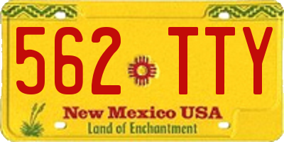 NM license plate 562TTY