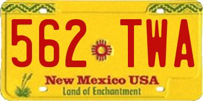 NM license plate 562TWA