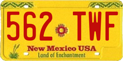 NM license plate 562TWF