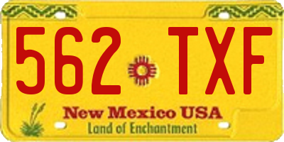 NM license plate 562TXF