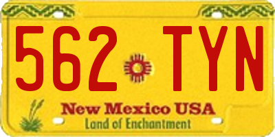 NM license plate 562TYN