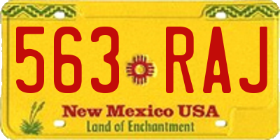 NM license plate 563RAJ