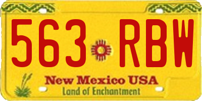 NM license plate 563RBW