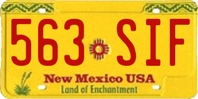 NM license plate 563SIF