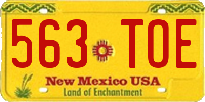 NM license plate 563TOE