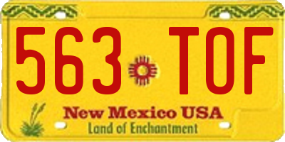 NM license plate 563TOF