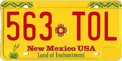 NM license plate 563TOL