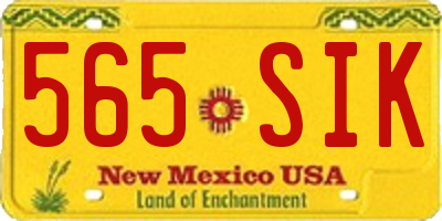 NM license plate 565SIK