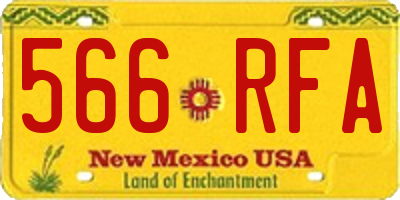 NM license plate 566RFA
