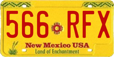 NM license plate 566RFX