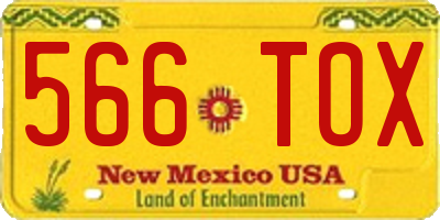 NM license plate 566TOX
