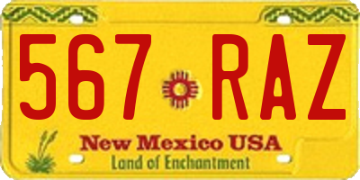 NM license plate 567RAZ