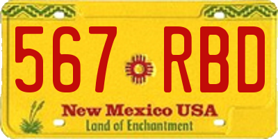 NM license plate 567RBD