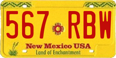 NM license plate 567RBW