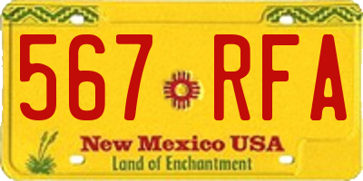 NM license plate 567RFA