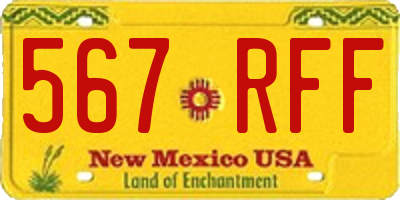 NM license plate 567RFF