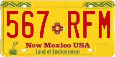 NM license plate 567RFM